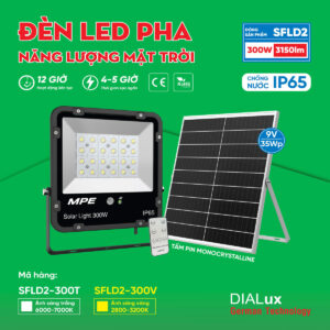 LED pha năng lượng mặt trời 300W ánh sáng vàng SFLD2-300V 3 3